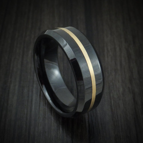 Valor XVII - Black Ceramic and 14K Gold Men's Wedding Ring - Nura Lab
