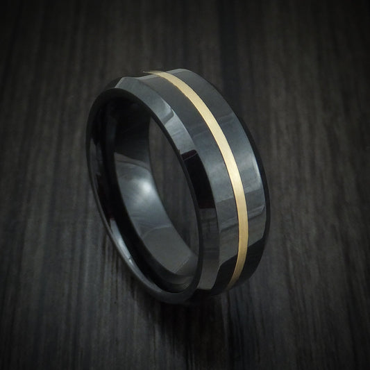 Valor XVII - Black Ceramic and 14K Gold Men's Wedding Ring - Nura Lab