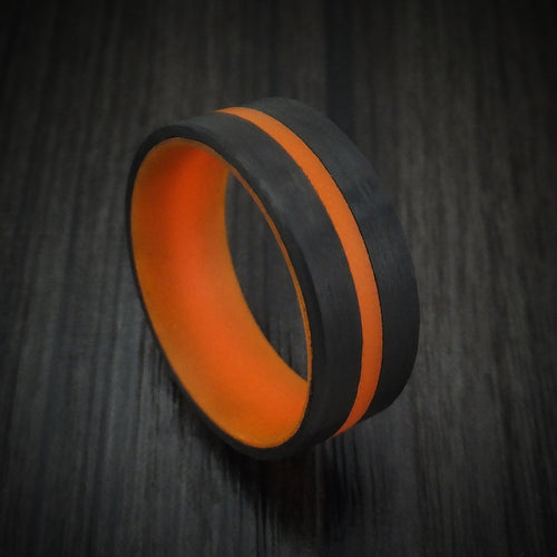 Fiord XIV - Carbon Fiber and Orange Glow Men's Wedding Ring - Nura Lab