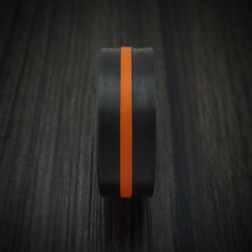 Fiord XIV - Carbon Fiber and Orange Glow Men's Wedding Ring - view 3 - Nura Lab