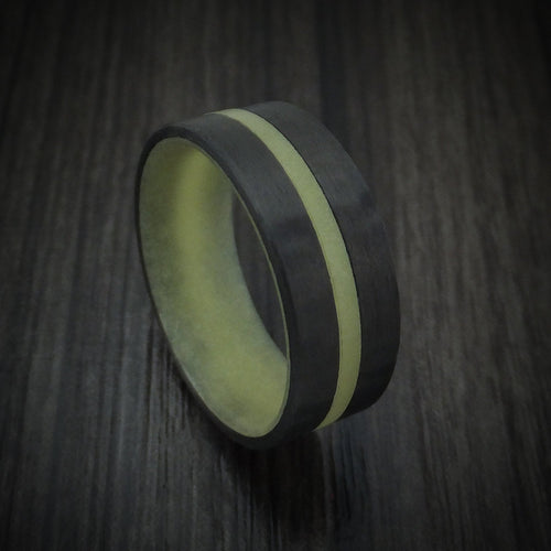 Slate XV - Carbon Fiber and Green Glow Men's Wedding Ring - Nura Lab