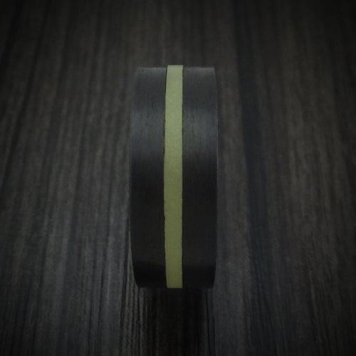 Slate XV - Carbon Fiber and Green Glow Men's Wedding Ring - view 3 - Nura Lab