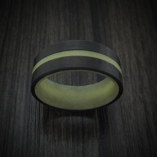 Slate XV - Carbon Fiber and Green Glow Men's Wedding Ring - view 2 - Nura Lab