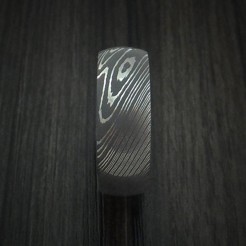 Dominion VIII - Damascus Steel Men's Wedding Ring with Hardwood Interior Sleeve - view 3 - Nura Lab