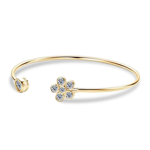 Daisy Floral Moissanite Cuff Bracelet by Nura Lab
