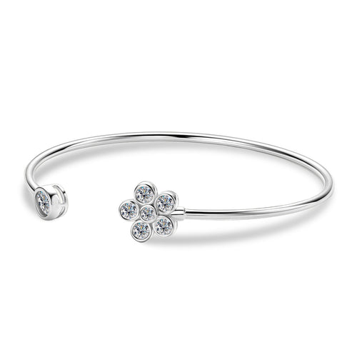Daisy Floral Moissanite Cuff Bracelet by Nura Lab