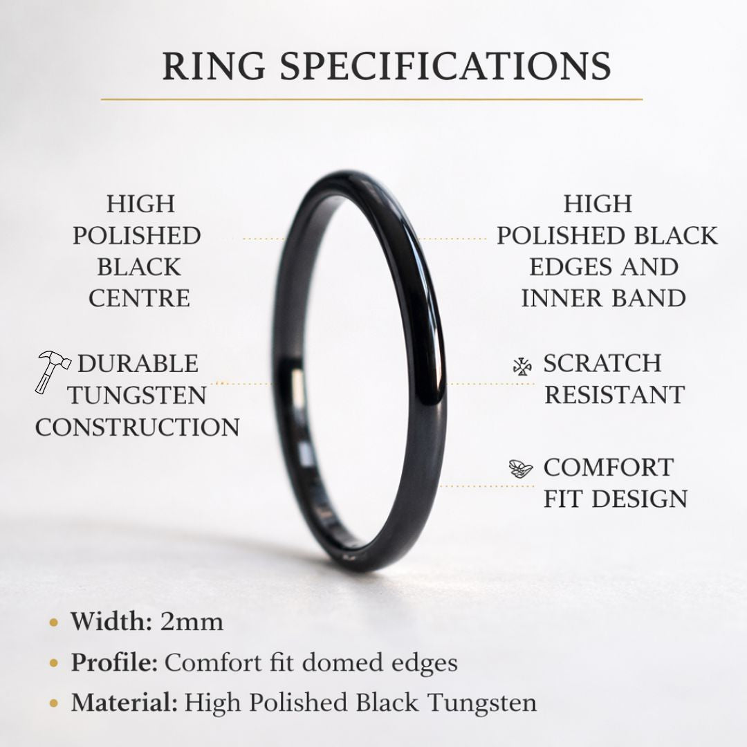 Resolute II - Tungsten 2mm Black Wedding Ring - view 7 - Nura Lab