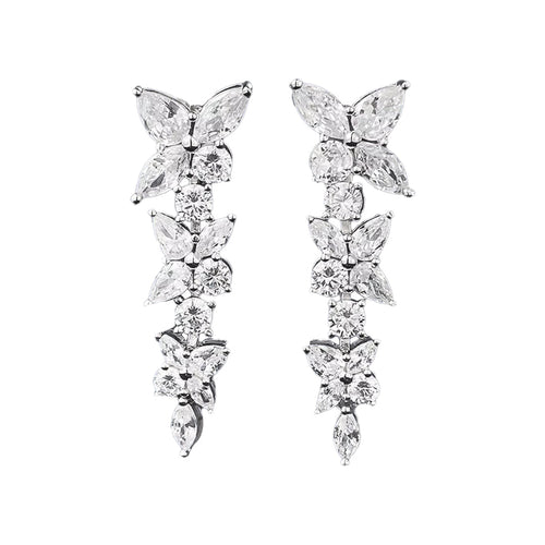 Dewy Dance Drop Moissanite Earrings by Nura Lab in platinum plating over S925 sterling silver