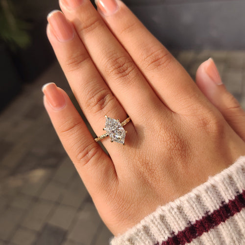 Rosalie June - Nature Inspired Dutch Marquise Engagement Ring in Sunflower Design