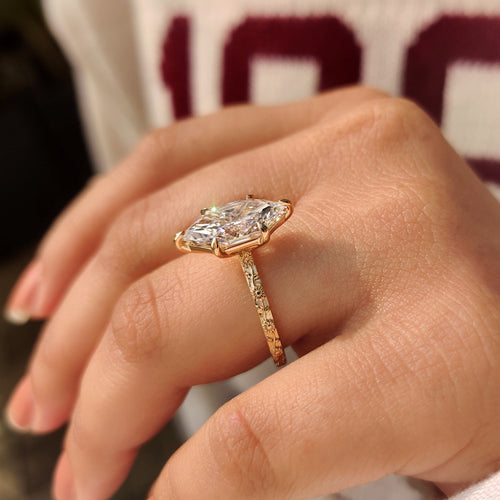 Rosalie June - Nature Inspired Dutch Marquise Engagement Ring in Sunflower Design