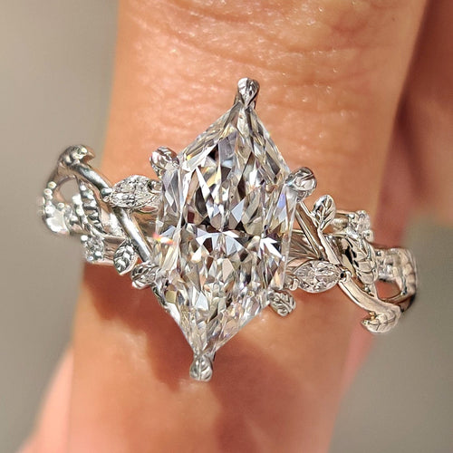 Seraphina Pearl - Dutch Marquise Cut Engagement Ring in Nature Inspired Style