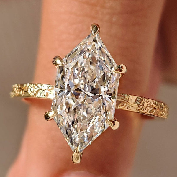 Rosalie June - Nature Inspired Dutch Marquise Engagement Ring in Sunflower Design