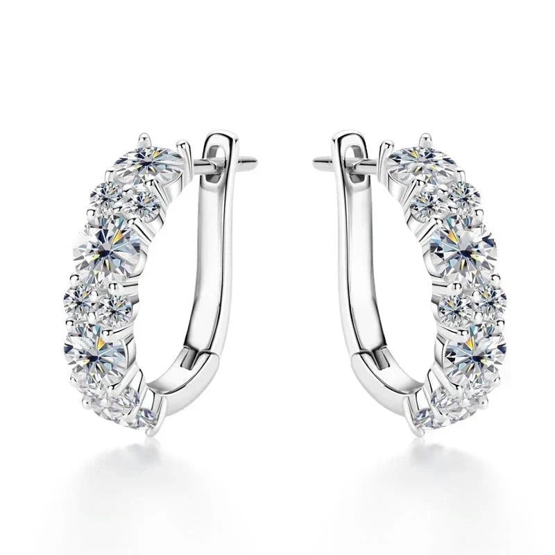 Cascade Moissanite Hoop Earrings by Nura Lab in platinum plating over S925 sterling silver