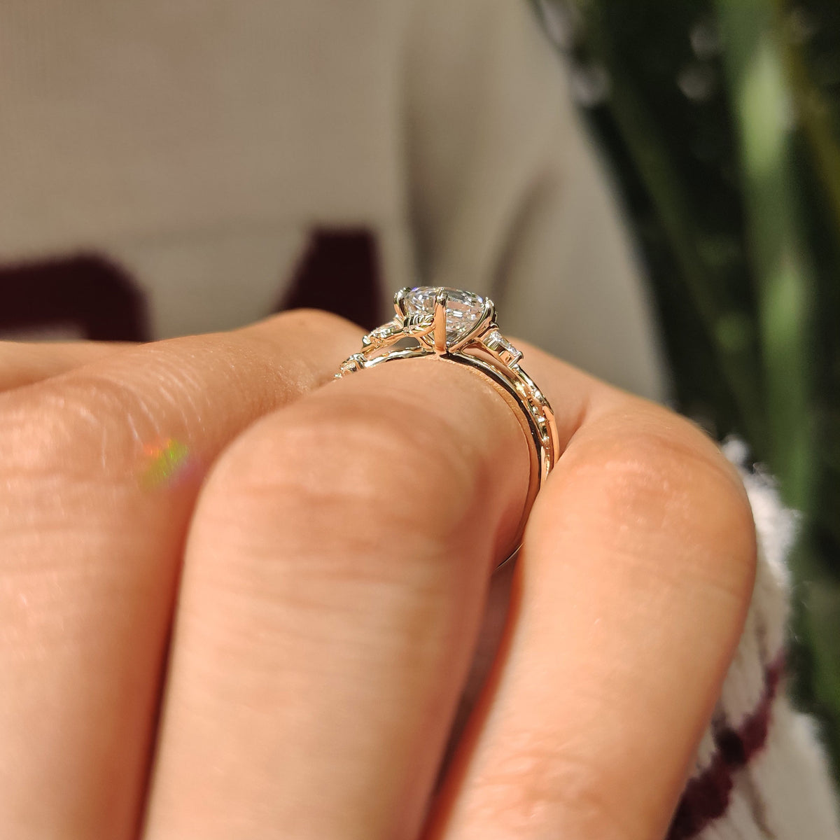 Isadora Blythe - Nature Inspired Hexagon Cut Engagement Ring in Cluster Setting