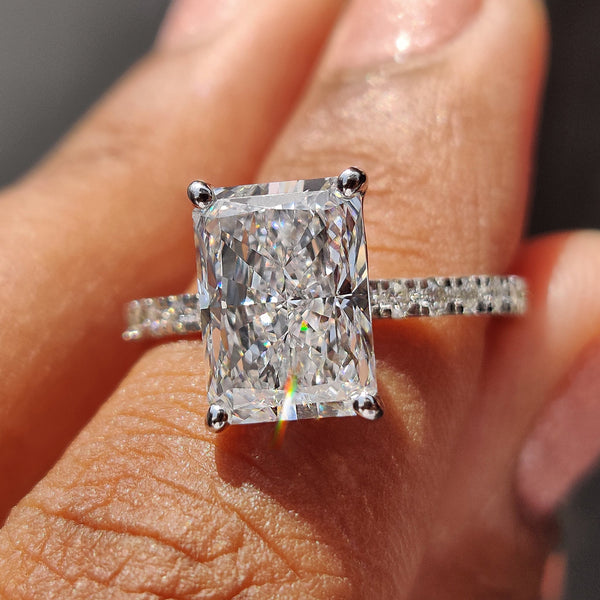 Anouk Fern - Radiant Cut Ring In Pave Setting