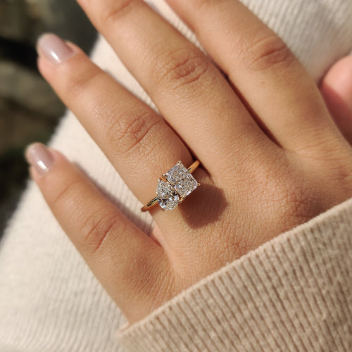 Violette Joy - 2 Stone Engagement Ring With Pear And Radiant Diamond