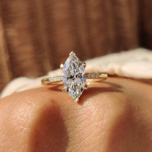 Violette Ruth - Marquise Diamond Engagement Ring with Tapered Band