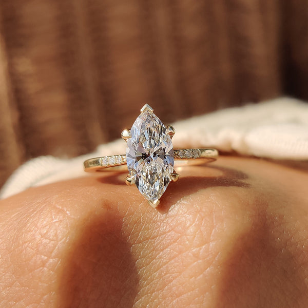 Violette Ruth - Marquise Diamond Engagement Ring with Tapered Band