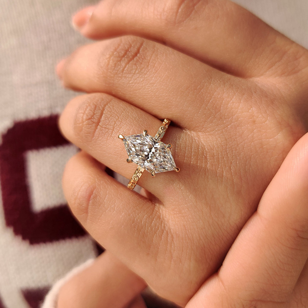 Rosalie June - Nature Inspired Dutch Marquise Engagement Ring in Sunflower Design