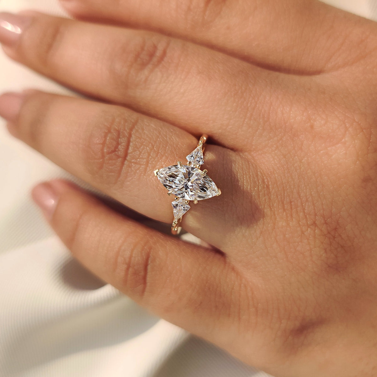 Rosalie Belle - Vintage Style Marquise Diamond Ring with Basket Filigree Details