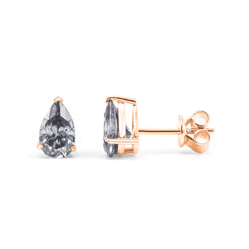 Ember Pear-Cut Grey Moissanite Stud Earrings by Nura Lab