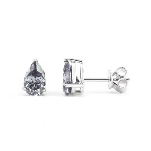 Ember Pear-Cut Grey Moissanite Stud Earrings by Nura Lab