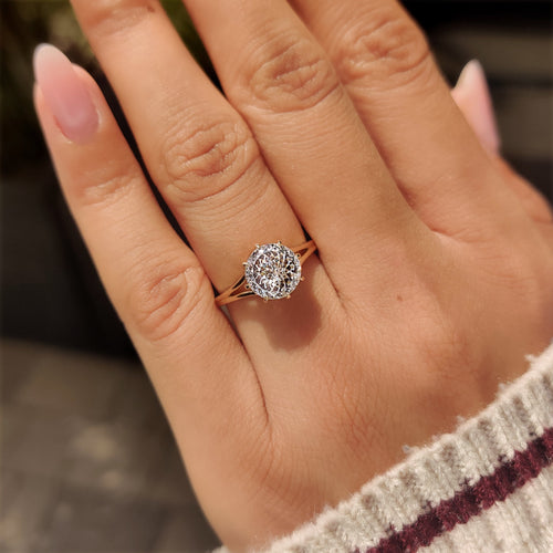 Celestine Grace - Portuguese Cut Diamond Solitaire Engagement Ring with Split Shank