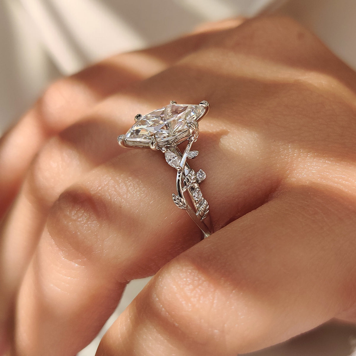 Seraphina Pearl - Dutch Marquise Cut Engagement Ring in Nature Inspired Style