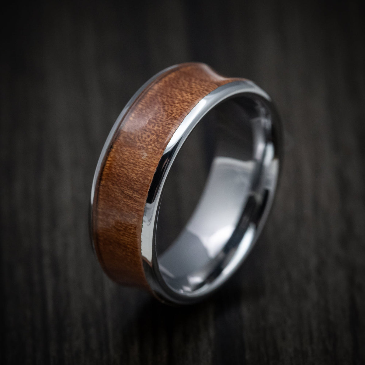 Monarch XIII - Tungsten Men's Wedding Ring with Rosewood Wood Inlay - view 3 - Nura Lab