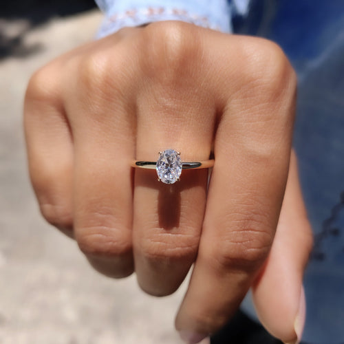 Solene Pearl - Oval Cut Moissanite Ring In Solitaire Style