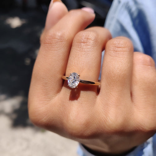 Solene Pearl - Oval Cut Moissanite Ring In Solitaire Style