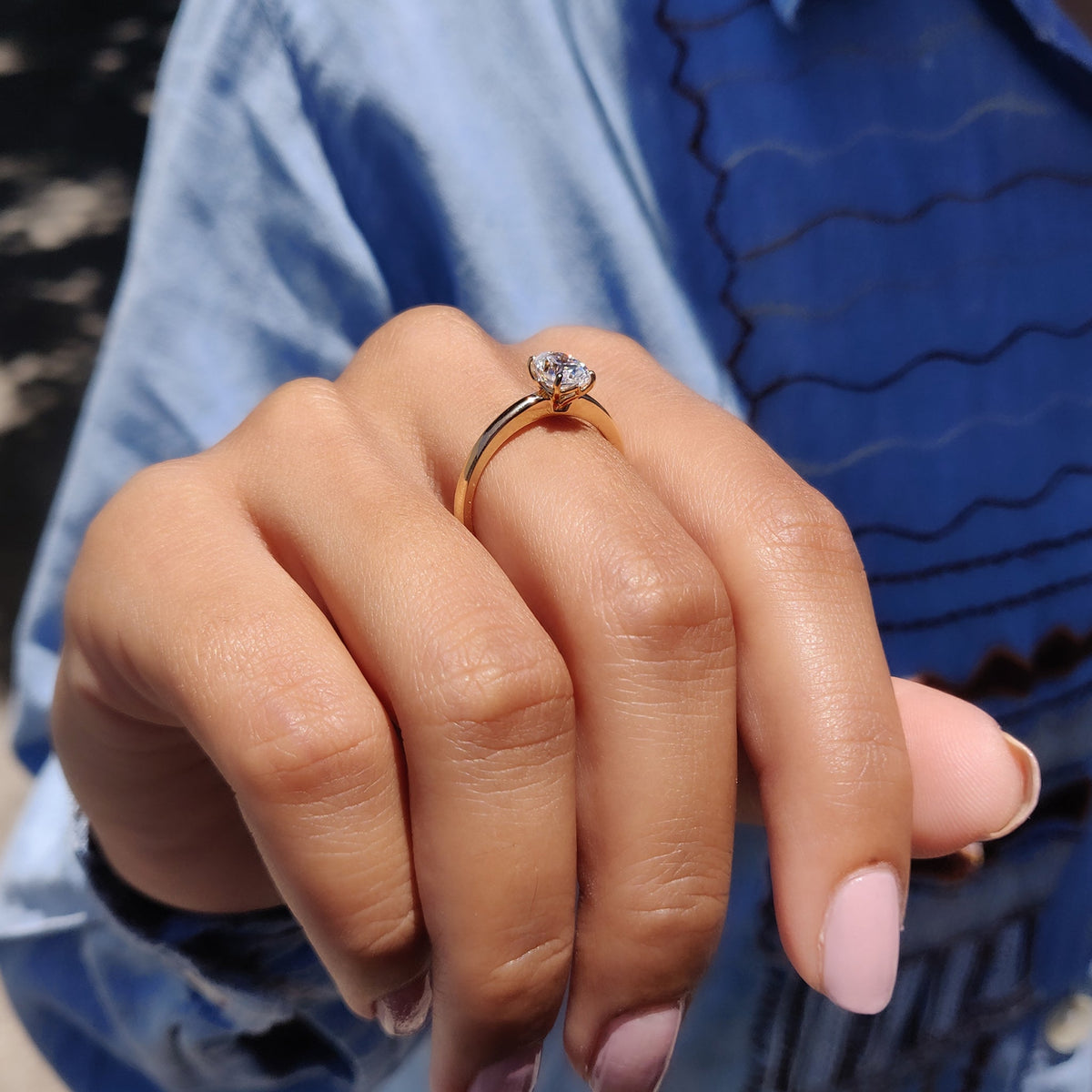 Solene Pearl - Oval Cut Moissanite Ring In Solitaire Style