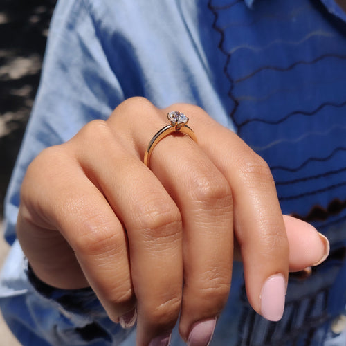 Solene Pearl - Oval Cut Moissanite Ring In Solitaire Style