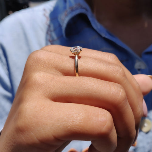 Solene Pearl - Oval Cut Moissanite Ring In Solitaire Style