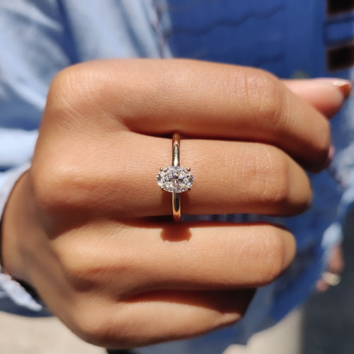 Solene Pearl - Oval Cut Moissanite Ring In Solitaire Style