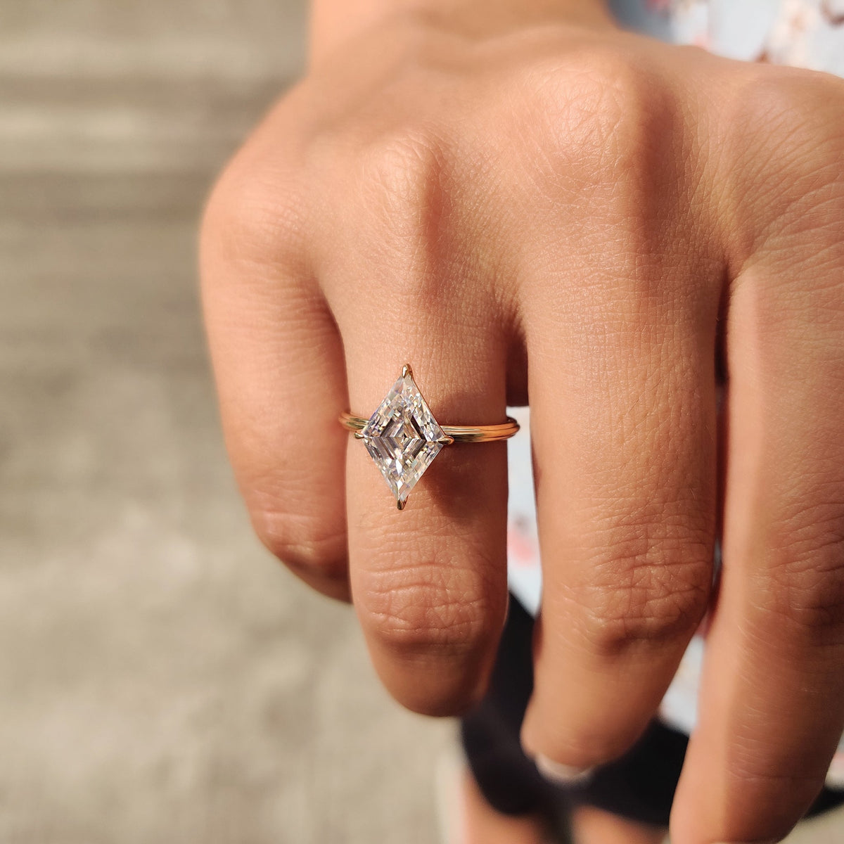 Odette June - Lozenge Engagement Ring In Solitaire Style