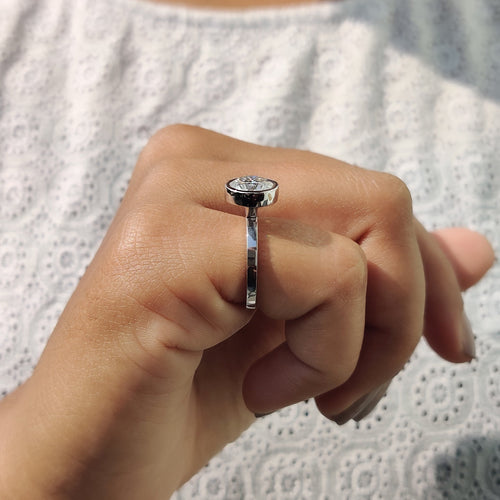 Evangeline Faith - Bezel Set Engagement Ring with Round Diamond