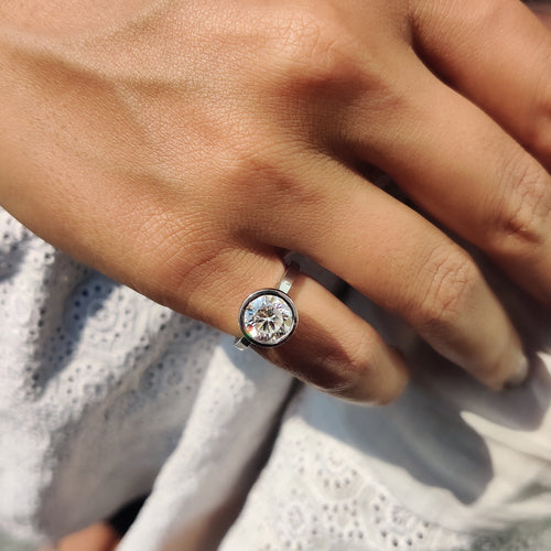 Evangeline Faith - Bezel Set Engagement Ring with Round Diamond