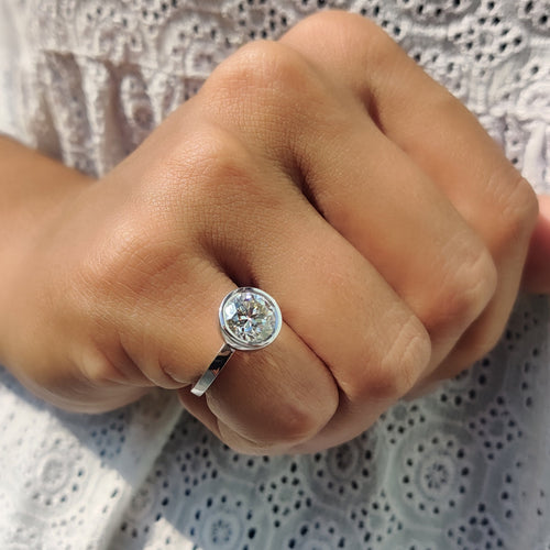 Evangeline Faith - Bezel Set Engagement Ring with Round Diamond