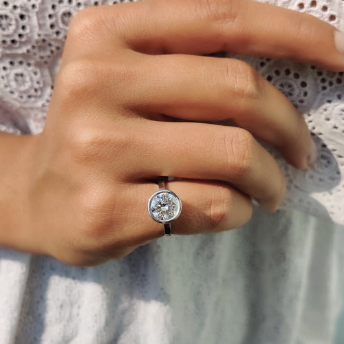 Evangeline Faith - Bezel Set Engagement Ring with Round Diamond