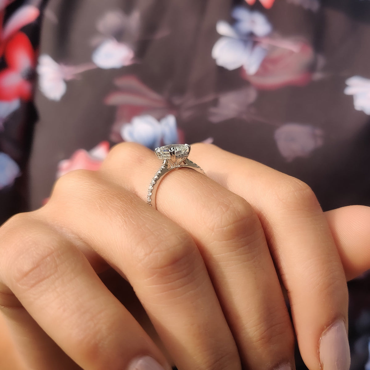 Solene Faye - Hidden Halo Cushion Cut Ring