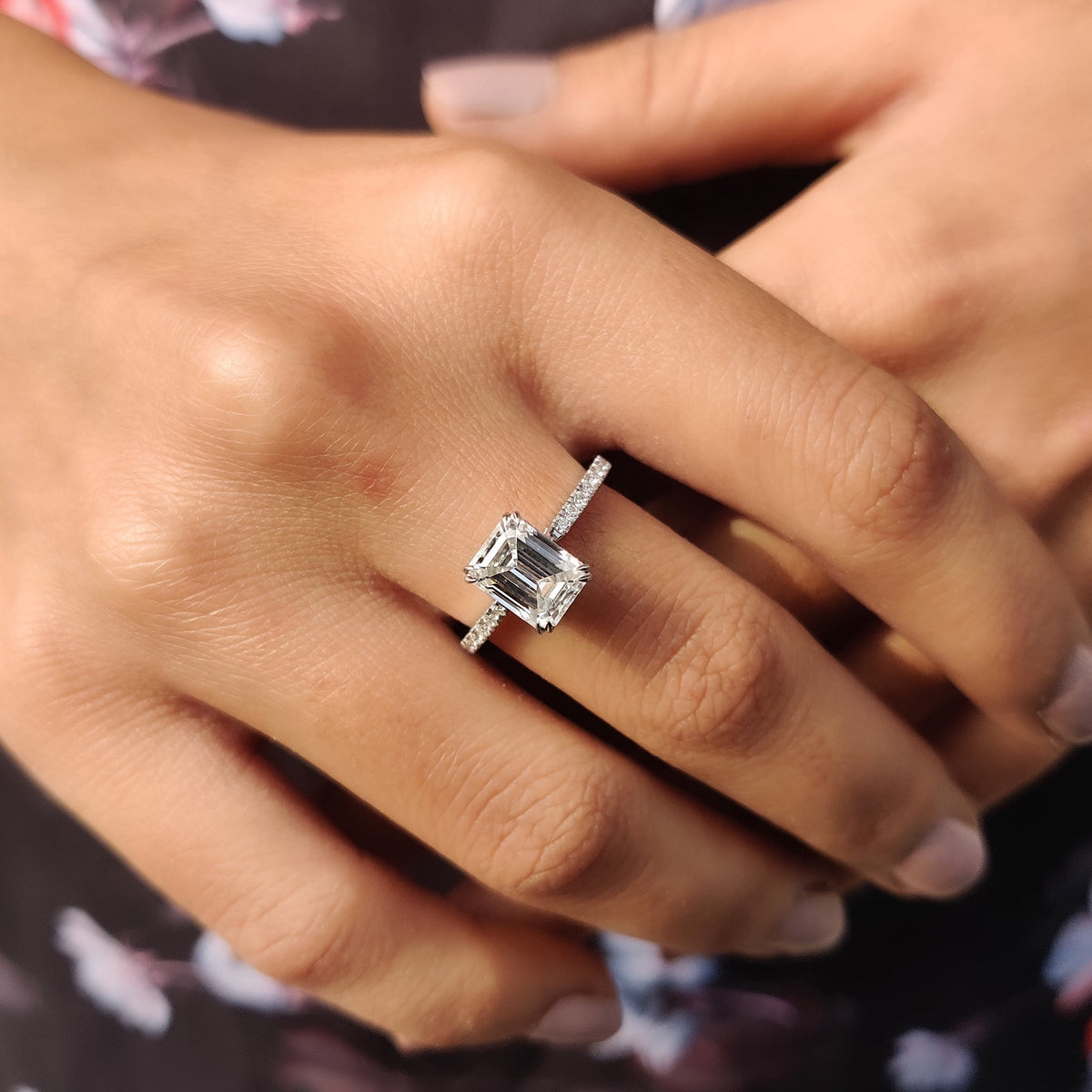 Solene Faye - Hidden Halo Cushion Cut Ring
