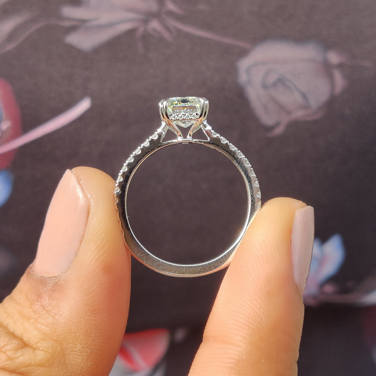 Solene Faye - Hidden Halo Cushion Cut Ring