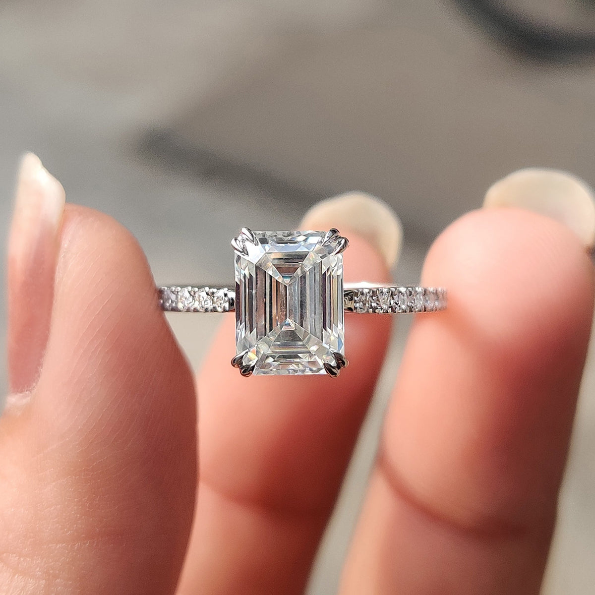 Solene Faye - Hidden Halo Cushion Cut Ring