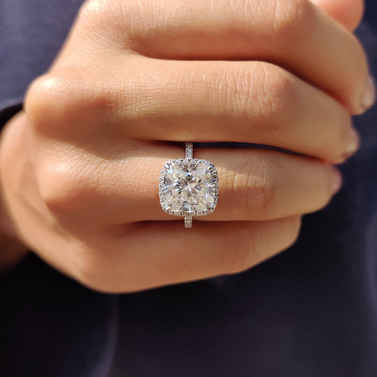 Noelle Mae - Cushion Cut Engagement Ring In Halo Style