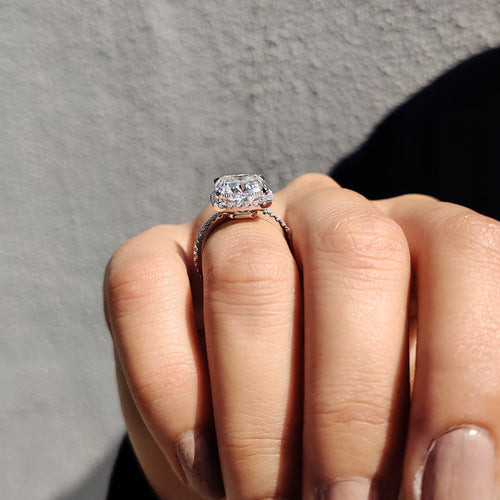 Noelle Mae - Cushion Cut Engagement Ring In Halo Style