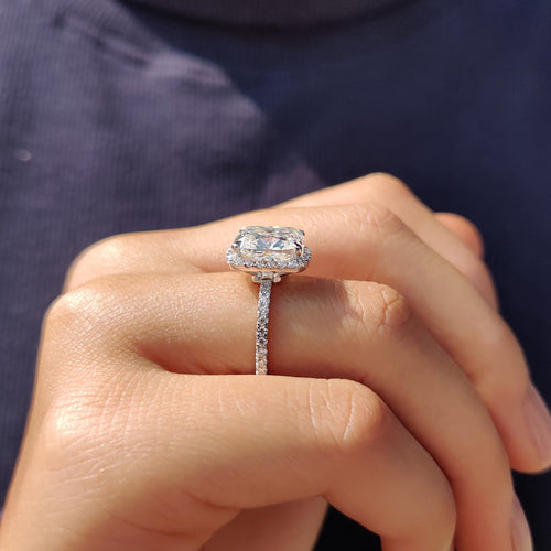 Noelle Mae - Cushion Cut Engagement Ring In Halo Style