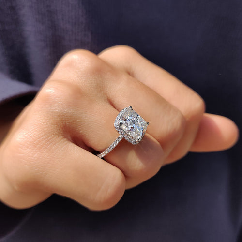 Noelle Mae - Cushion Cut Engagement Ring In Halo Style