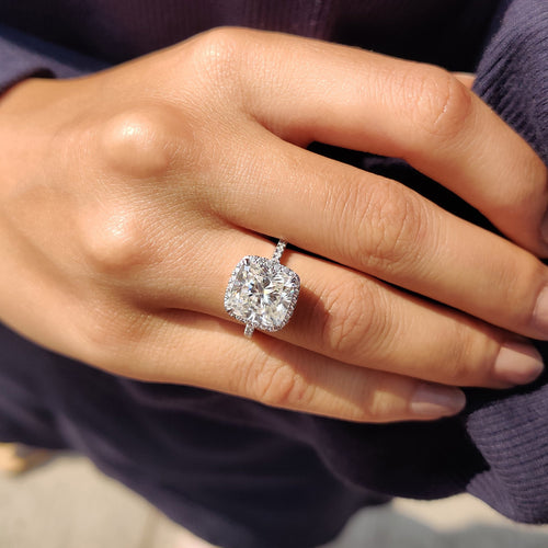 Noelle Mae - Cushion Cut Engagement Ring In Halo Style