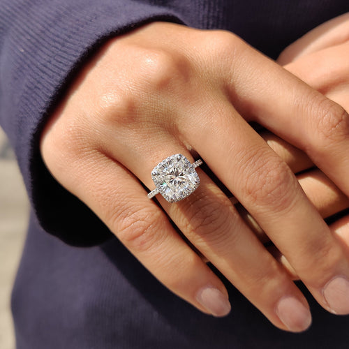 Noelle Mae - Cushion Cut Engagement Ring In Halo Style